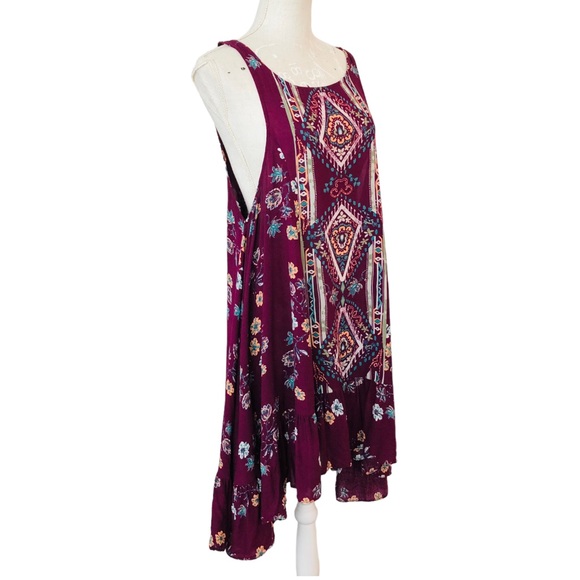 Intimately FREE PEOPLE Burgundy Floral Tank Top High Low Dress M - Picture 5 of 12